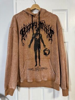 Men's Brown Graphic Crewneck Hoodie Sweatshirt